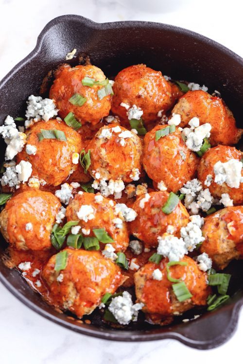 Healthy Buffalo Chicken Meatballs - Dash Of Mandi