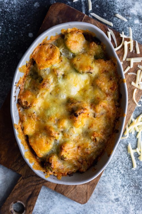 Cheesy Brussel Sprout Gratin