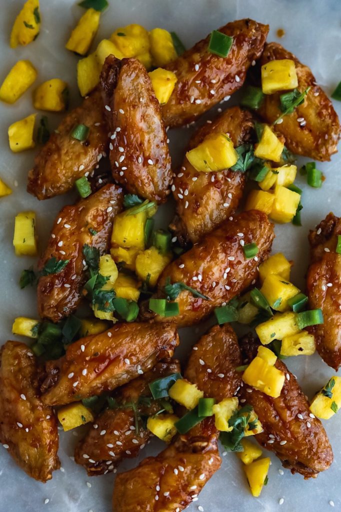 asian wings with pineapple salsa
