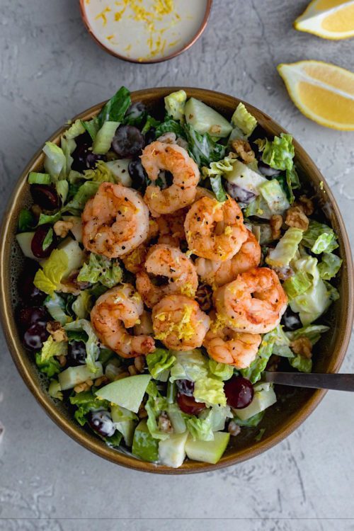 Shrimp Waldorf Salad With Lemon Greek Yogurt Dressing - Dash Of Mandi