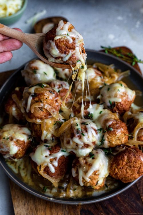 Crock-Pot French Onion Meatballs - Dash of Mandi