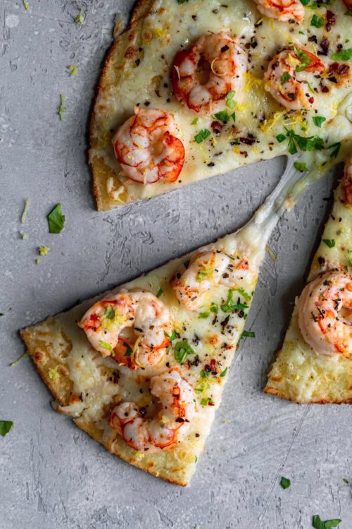Shrimp Scampi Cauli-Crust Pizza - Dash of Mandi