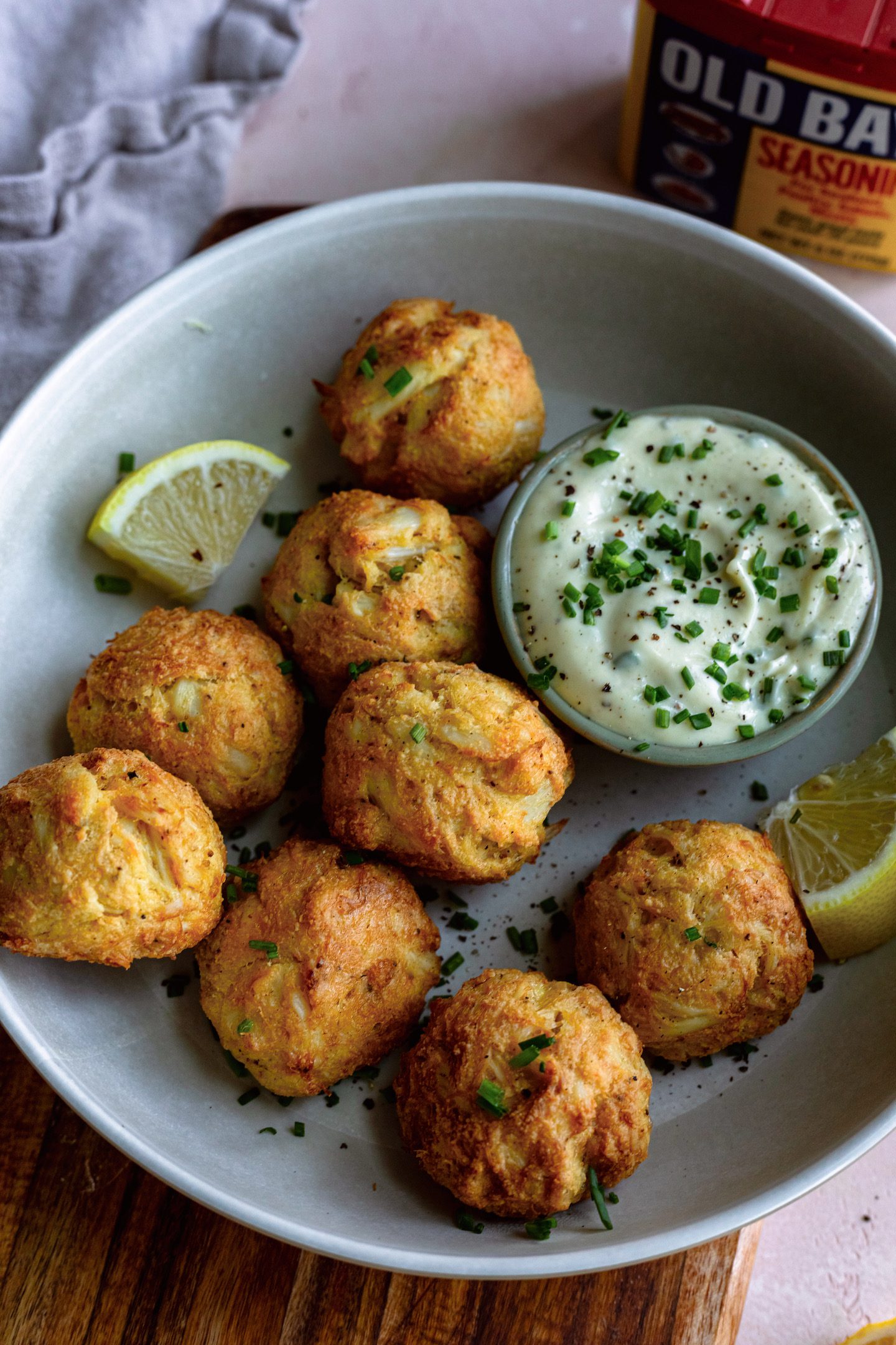 Healthy crab cake poppers in the skillet or air fryer
