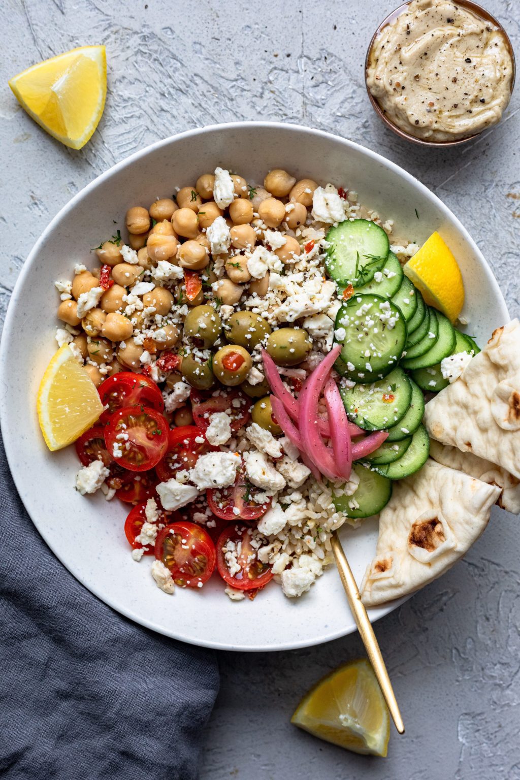 Greek Bowls With Lemon Tahini Sauce - Dash of Mandi