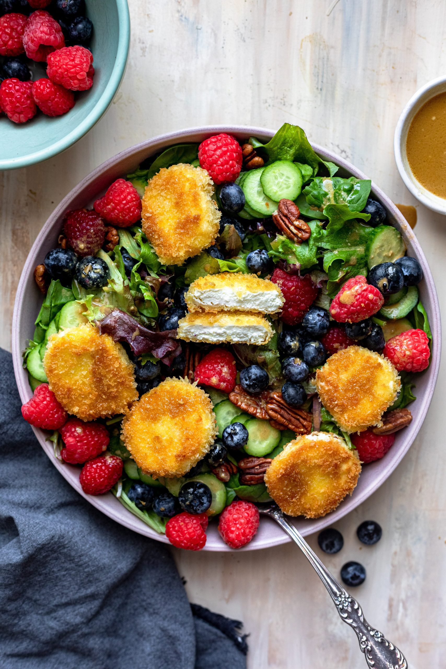 fried goat cheese berry salad