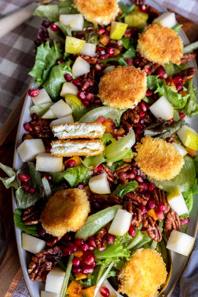 fall fried goat cheese salad