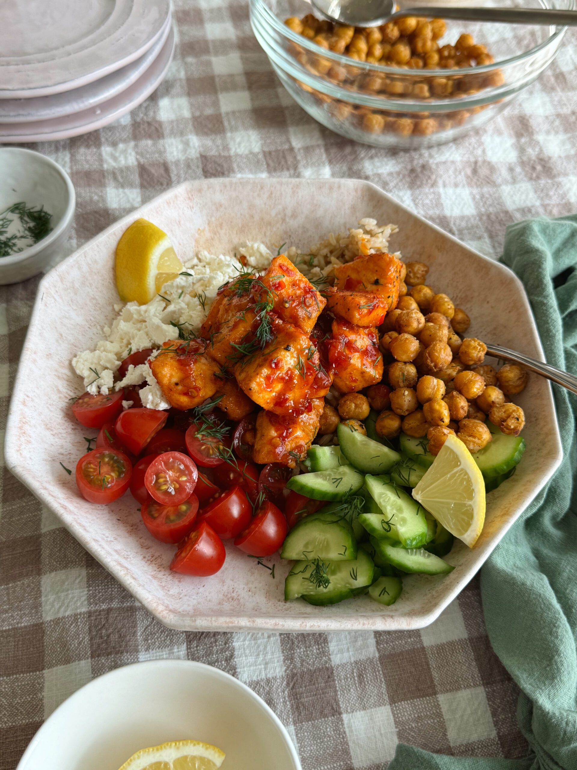 Harissa Honey Salmon Bowls - Dash of Mandi