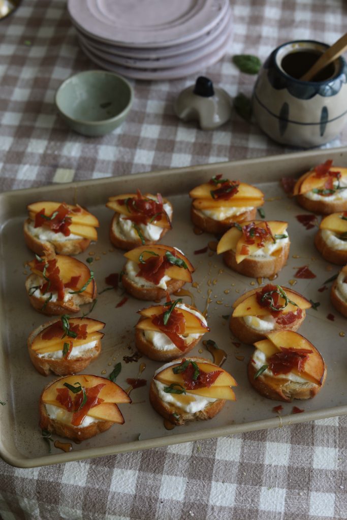 whipped ricotta peach crostini